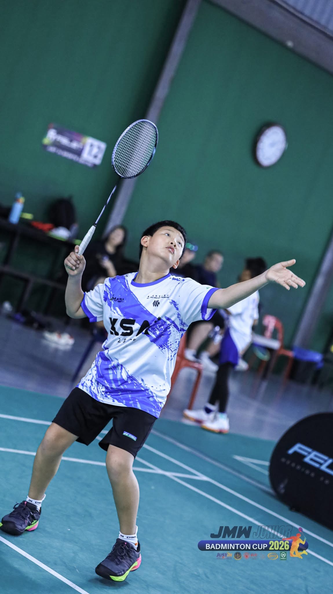 KSA player holding a shuttle at the JMW Junior Badminton Cup 2026