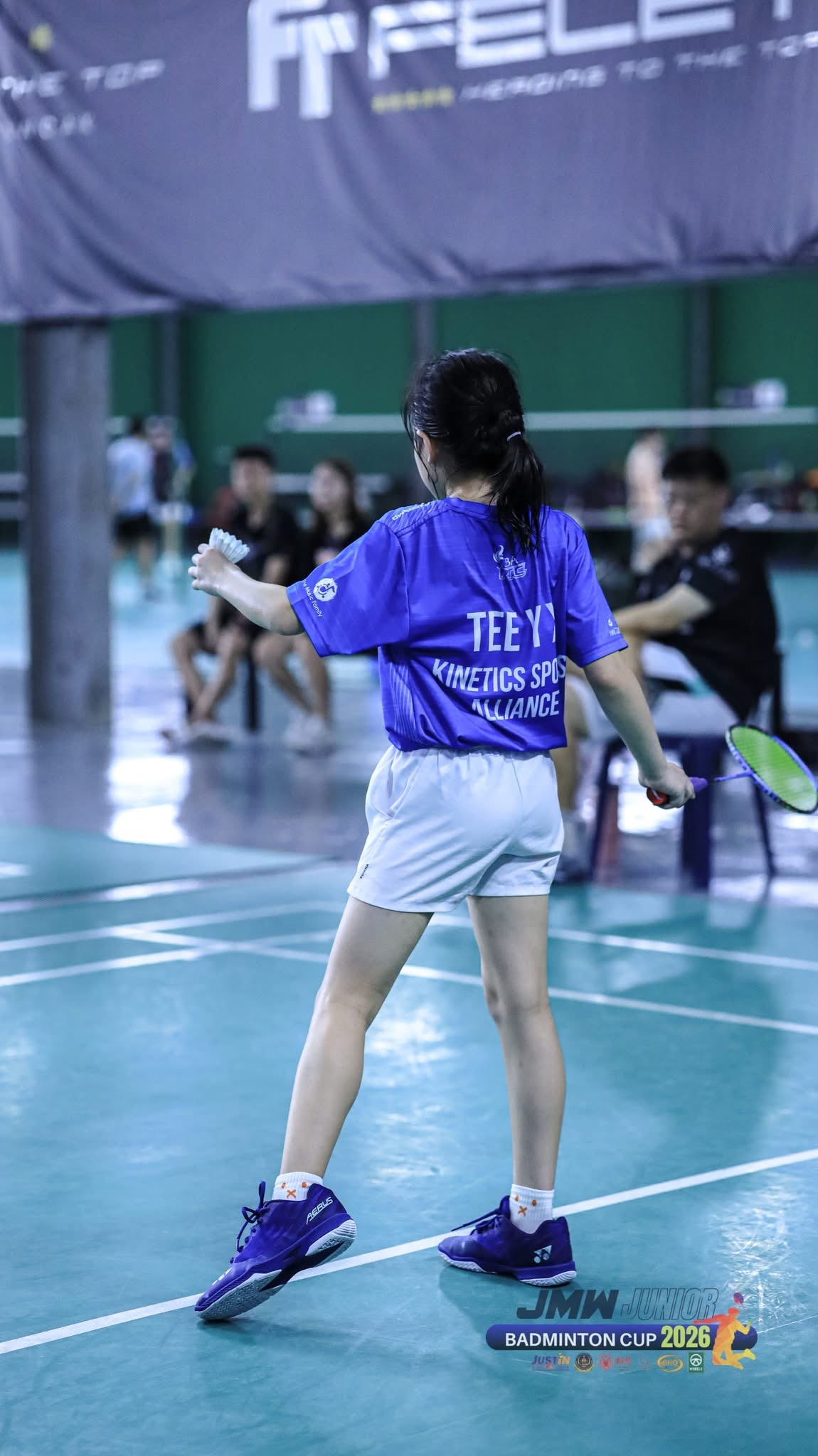 KSA player holding a shuttle during training at the JMW Junior Badminton Cup 2026